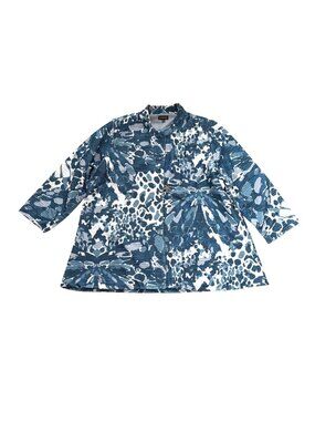 Multiples Women's Blazer Jacket 1X Spring Chic Light Layering Abstract Crinkled